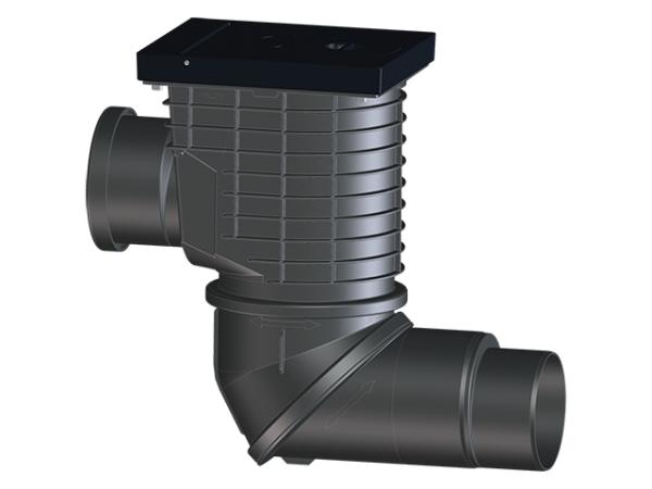Regensinkkasten mit seitlichem Anschluss DN110 für Regenfallleitungen, Abgang DN110/125, Sichtteile Guss, Drehgelenk, Laubfangkorb, Geruchsklappe und Deckel HL600NGHO